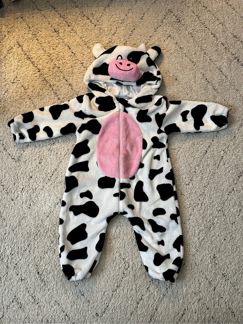Cow Costume, Toddler Hooded Jumpsuit for Baby Halloween dress up.